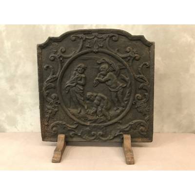 Plaque de cheminée ancienne en fonte d'époque 18 ème