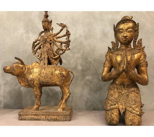 3 pièces en bronze bouddhas d'époque fin 19 ème