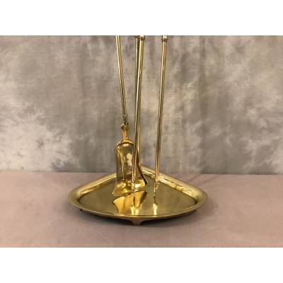 Servant of antique fireplace in vintage brass 19 th