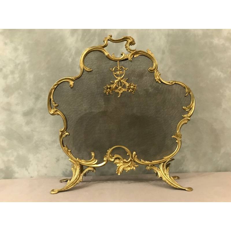 Pare fire screen of gilded bronze fireplace 19 th