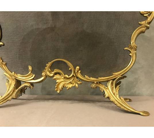 Pare fire screen of gilded bronze fireplace 19 th