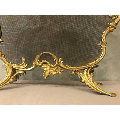 Pare fire screen of gilded bronze fireplace 19 th