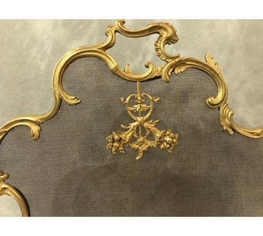 Pare fire screen of gilded bronze fireplace 19 th