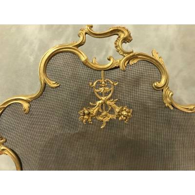 Pare fire screen of gilded bronze fireplace 19 th