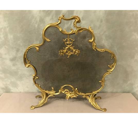 Pare fire screen of gilded bronze fireplace 19 th