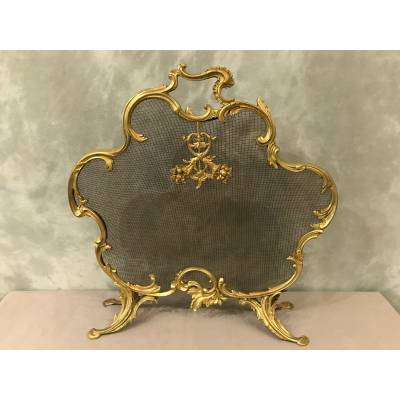 Pare fire screen of gilded bronze fireplace 19 th