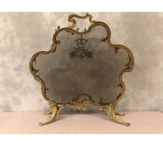 Pare fire screen of gilded bronze fireplace 19 th