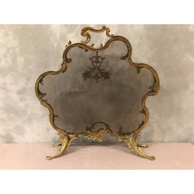 Pare fire screen of gilded bronze fireplace 19 th