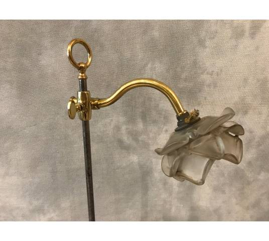 Lampe en fer et laiton poli d'époque 19 ème