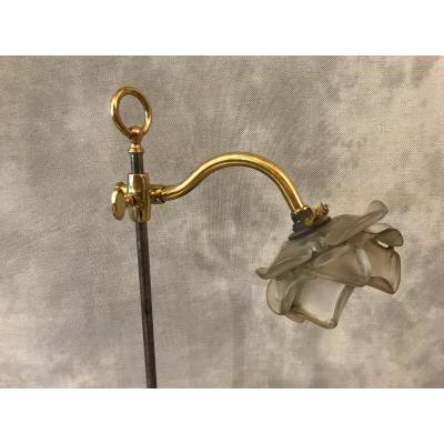 Lampe en fer et laiton poli d'époque 19 ème