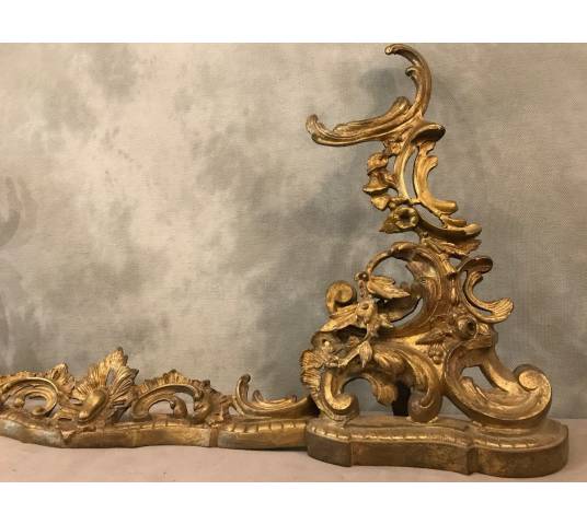 Barre de foyer, barre de cheminée en bronze de style Louis XV d'époque 19 ème