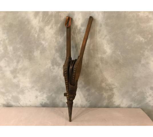 Large, rustic wood fireplace bellows 18 th