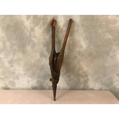 Large, rustic wood fireplace bellows 18 th