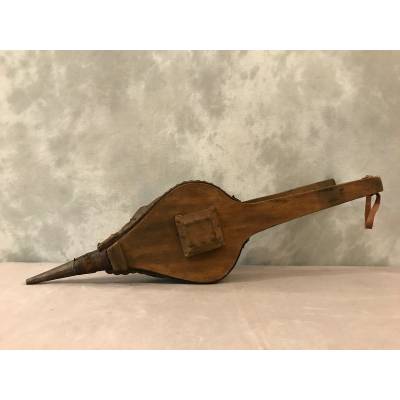 Large, rustic wood fireplace bellows 18 th