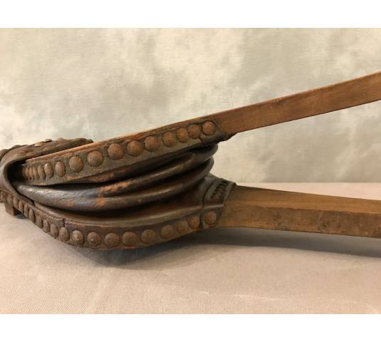 Large, rustic wood fireplace bellows 18 th