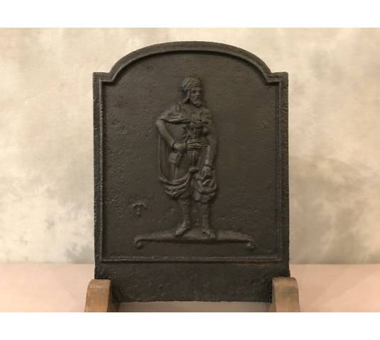 Petite plaque de cheminée ancienne en fonte d'époque fin 18 ème