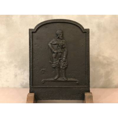 Petite plaque de cheminée ancienne en fonte d'époque fin 18 ème