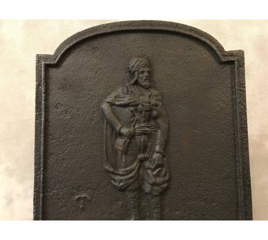 Petite plaque de cheminée ancienne en fonte d'époque fin 18 ème