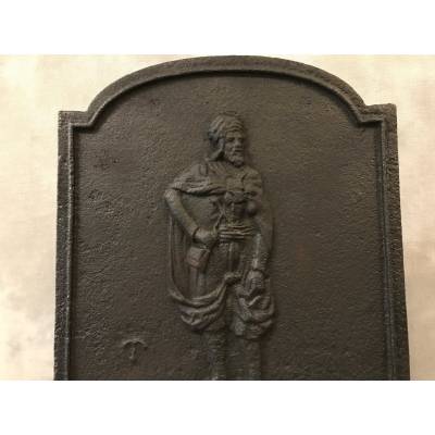 Petite plaque de cheminée ancienne en fonte d'époque fin 18 ème