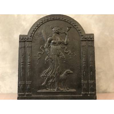 Belle plaque de cheminée ancienne en fonte d'époque fin 18 ème