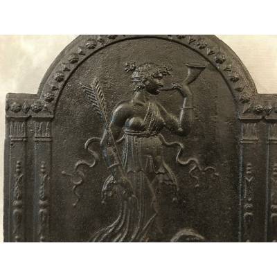 Beautiful old fireplace plate in late 18th century cast iron