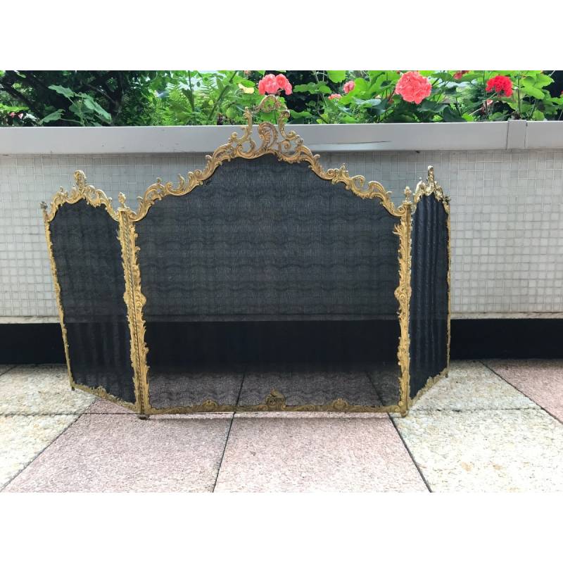 Beau firewall de fireplace ancien en bronze gilt d' epoch 19 ème de style Louis XV