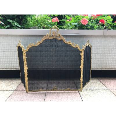 Beau firewall de fireplace ancien en bronze gilt d' epoch 19 ème de style Louis XV