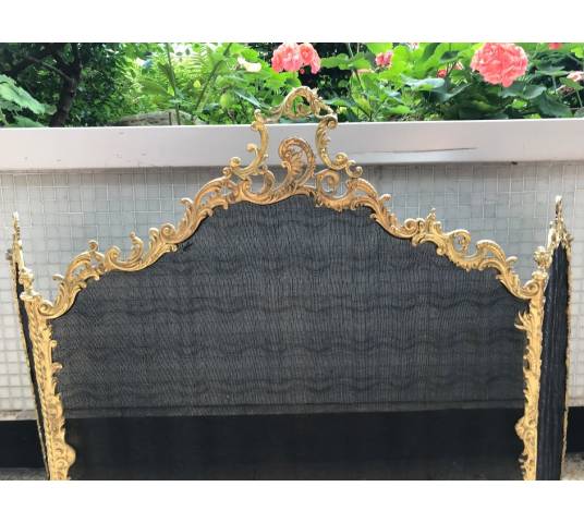 Beau firewall de fireplace ancien en bronze gilt d' epoch 19 ème de style Louis XV