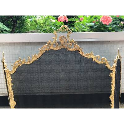 Beau firewall de fireplace ancien en bronze gilt d' epoch 19 ème de style Louis XV