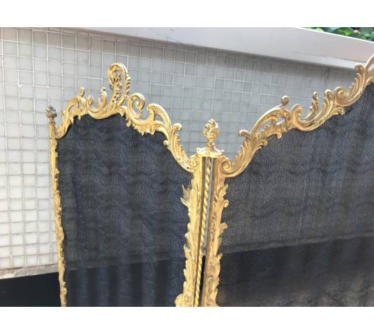 Beau firewall de fireplace ancien en bronze gilt d' epoch 19 ème de style Louis XV