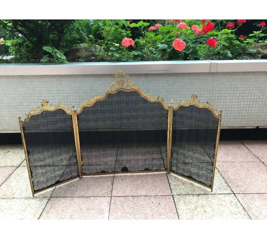 Beau firewall de fireplace ancien en bronze gilt d' epoch 19 ème de style Louis XV