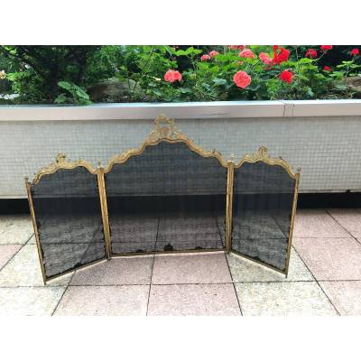 Beau firewall de fireplace ancien en bronze gilt d' epoch 19 ème de style Louis XV