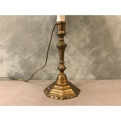 Bougeoir monté en lampe d'époque 18 ème