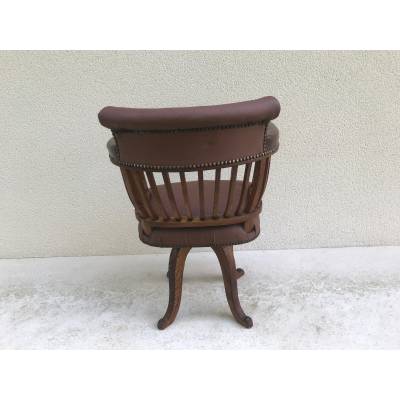 Fauteuil de bureau américain en chêne modèle tournant vers 1900