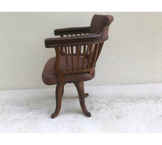 Fauteuil de bureau américain en chêne modèle tournant vers 1900