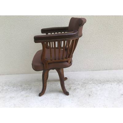 Fauteuil de bureau américain en chêne modèle tournant vers 1900