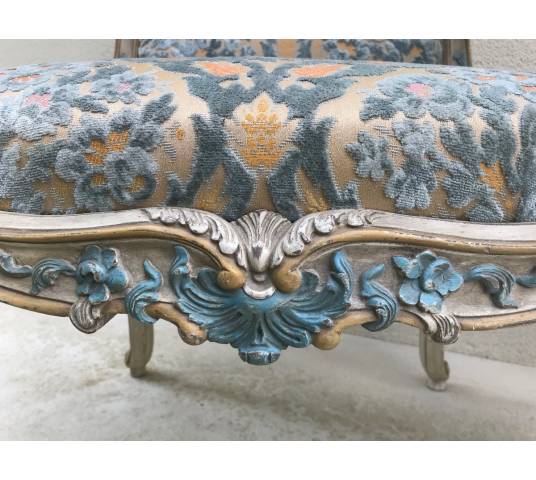 Pair of Louis XV style chairs in lacquered wood XXth