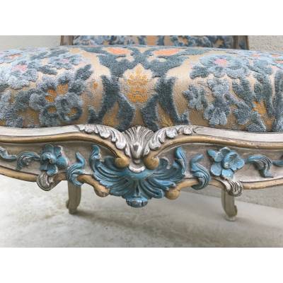 Pair of Louis XV style chairs in lacquered wood XXth