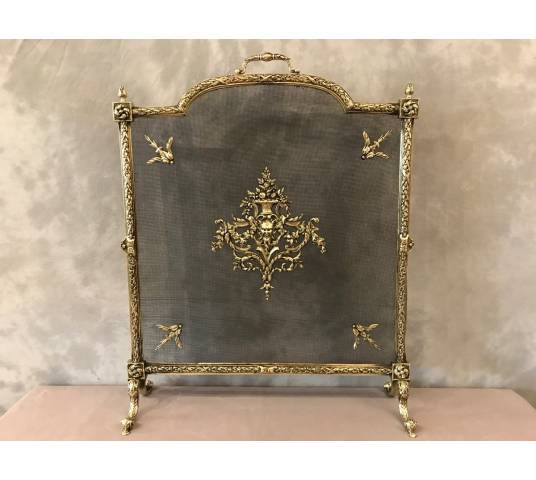 Beau firewall, antique bronze fireplace screen 19 th