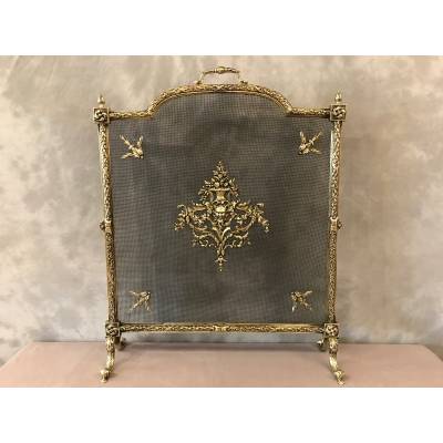 Beau firewall, antique bronze fireplace screen 19 th