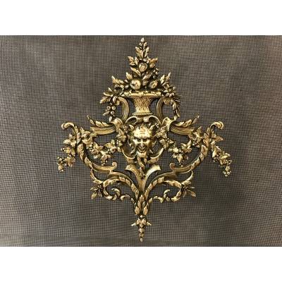 Beau firewall, antique bronze fireplace screen 19 th