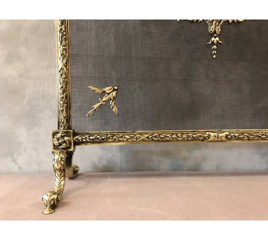 Beau firewall, antique bronze fireplace screen 19 th