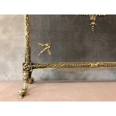 Beau firewall, antique bronze fireplace screen 19 th