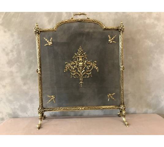 Beau firewall, antique bronze fireplace screen 19 th