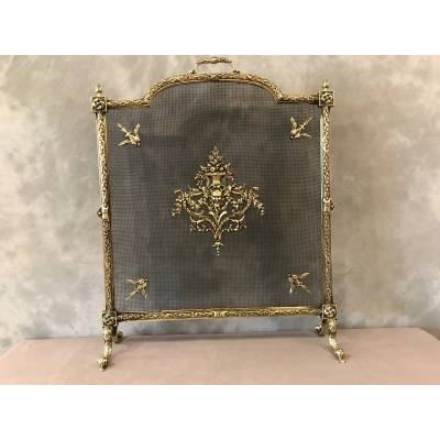 Beau firewall, antique bronze fireplace screen 19 th