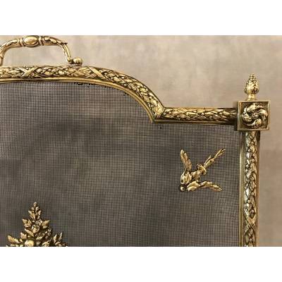 Beau firewall, antique bronze fireplace screen 19 th