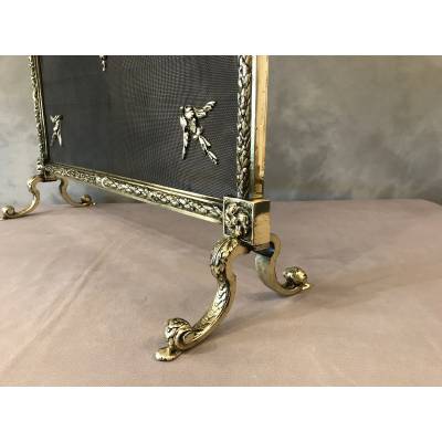 Beau firewall, antique bronze fireplace screen 19 th