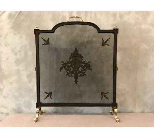 Beau firewall, antique bronze fireplace screen 19 th