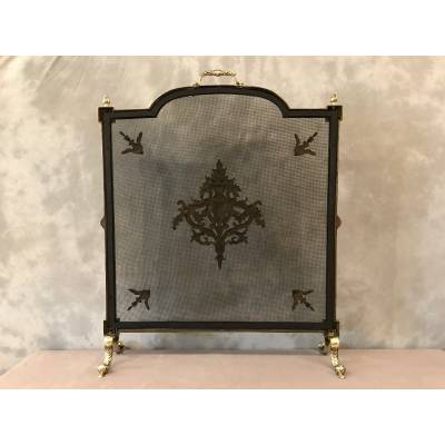 Beau firewall, antique bronze fireplace screen 19 th