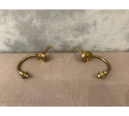 Pair of period brass chimney hooks 19 th